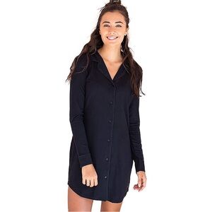 Faceplant Dreams Dreamwear Bamboo Boyfriend bamboo Nightshirt Black small